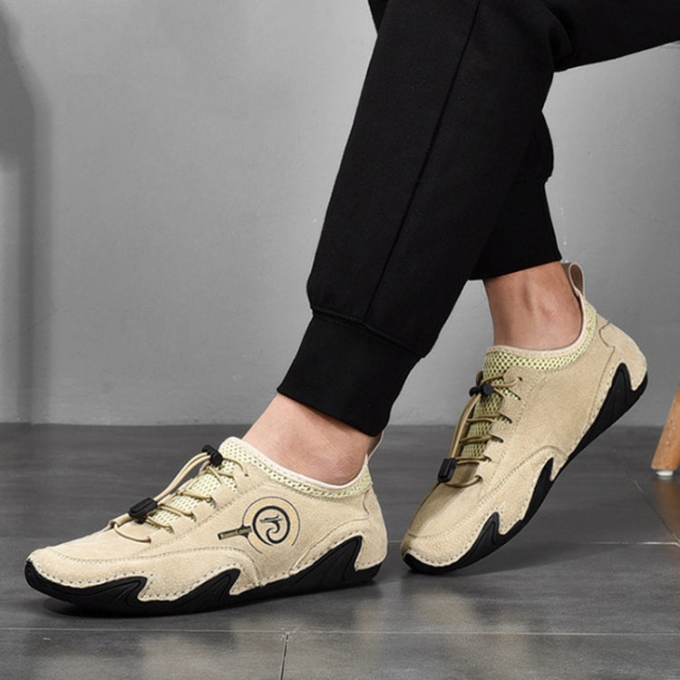 Spring And Summer Men Casual Breathable Peas Shoes Leather Pigskin Lazy Sneakers, Size: 38