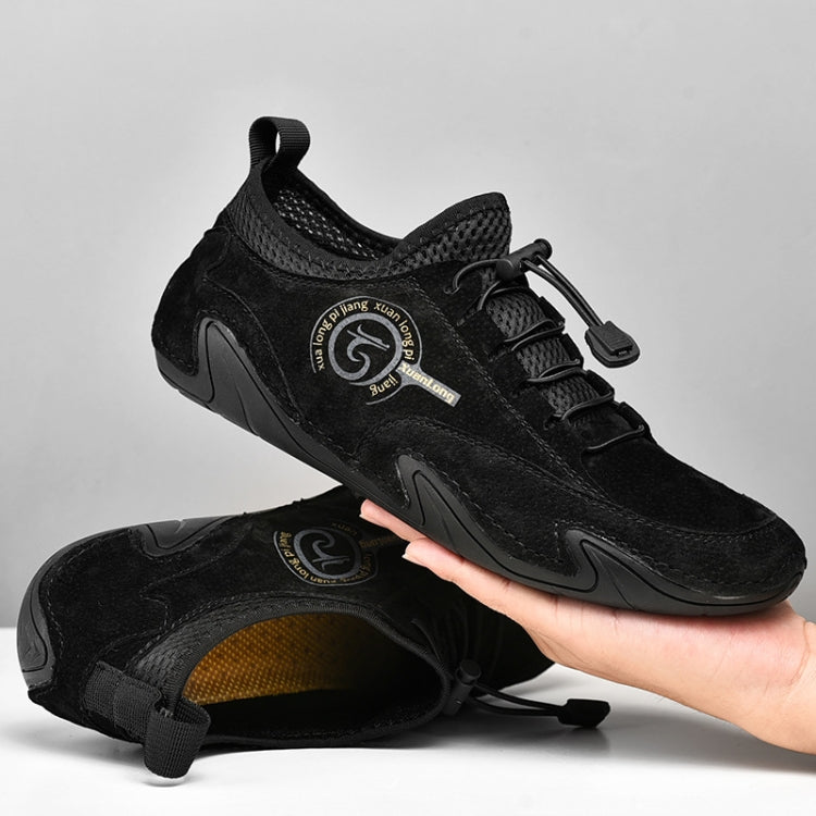 Spring And Summer Men Casual Breathable Peas Shoes Leather Pigskin Lazy Sneakers, Size: 41