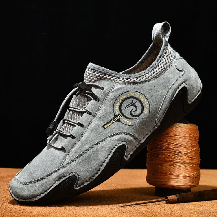 Spring And Summer Men Casual Breathable Peas Shoes Leather Pigskin Lazy Sneakers, Size: 42