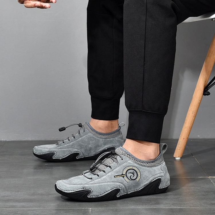 Spring And Summer Men Casual Breathable Peas Shoes Leather Pigskin Lazy Sneakers, Size: 42