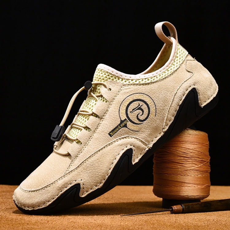 Spring And Summer Men Casual Breathable Peas Shoes Leather Pigskin Lazy Sneakers, Size: 42
