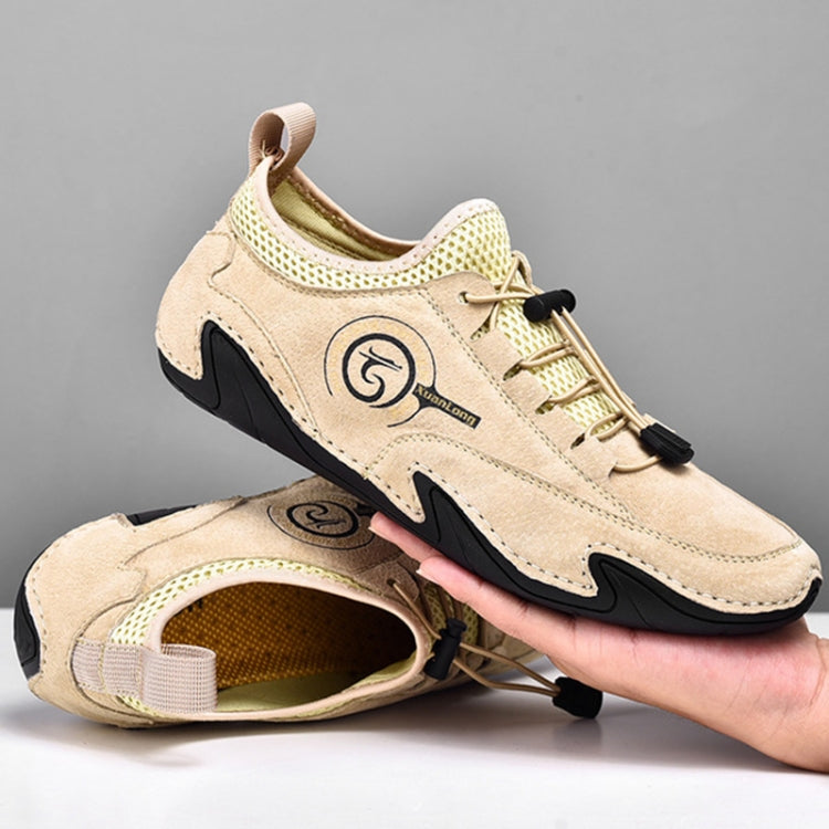 Spring And Summer Men Casual Breathable Peas Shoes Leather Pigskin Lazy Sneakers, Size: 42