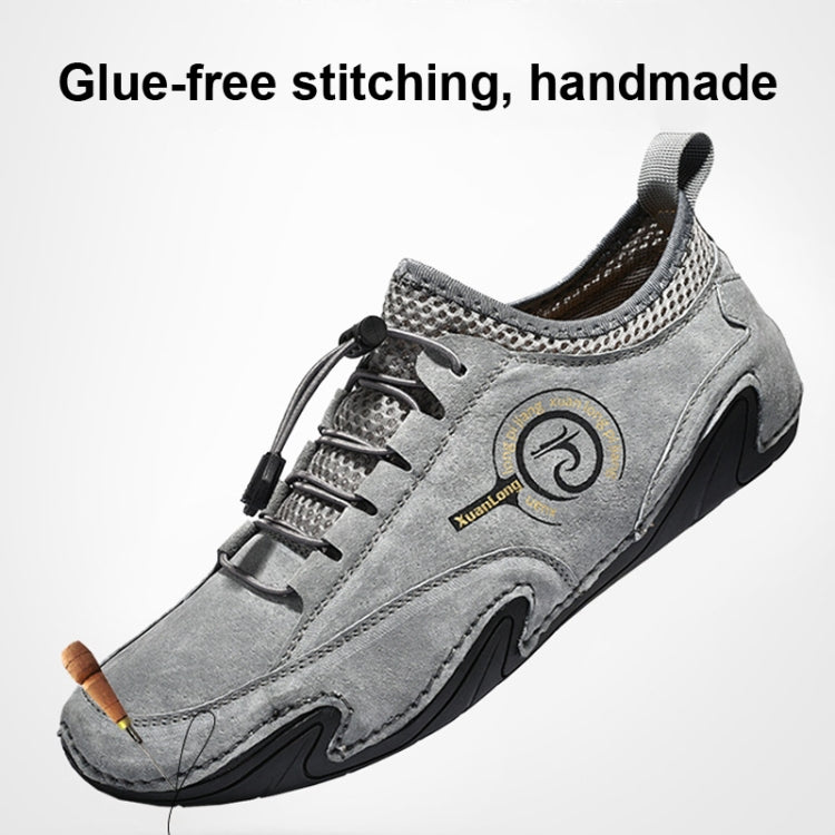 Spring And Summer Men Casual Breathable Peas Shoes Leather Pigskin Lazy Sneakers, Size: 42