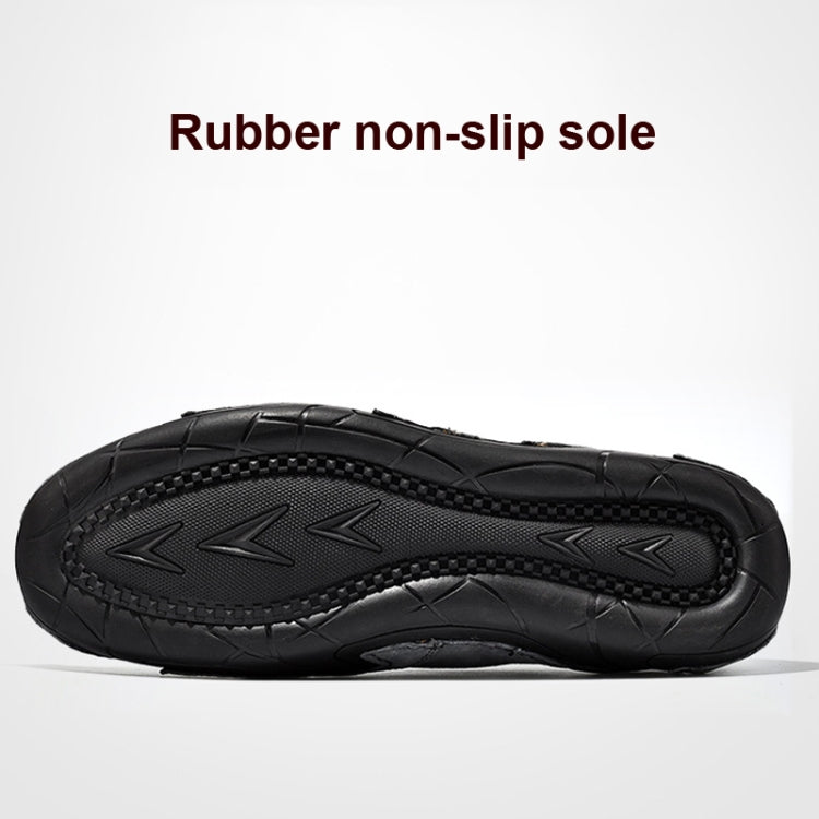 Spring And Summer Men Casual Breathable Peas Shoes Leather Pigskin Lazy Sneakers, Size: 42