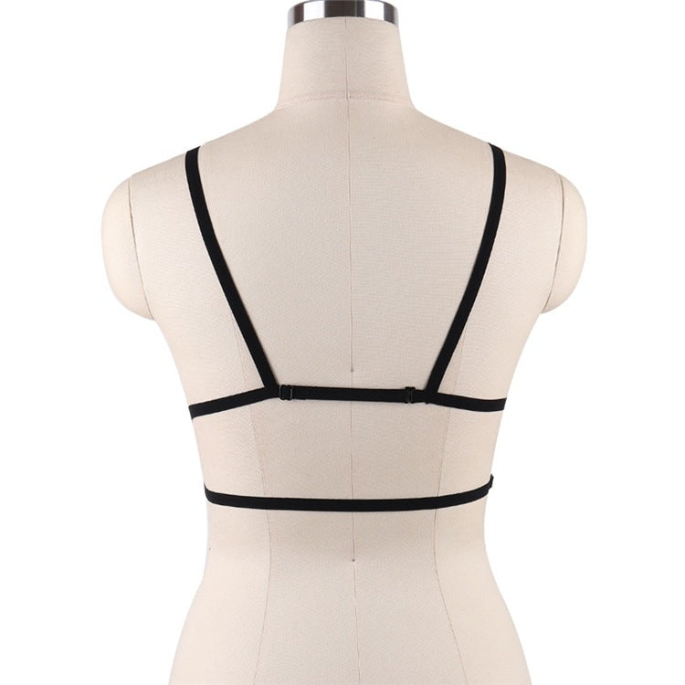 3 PCS Hollow Shoulder Strap Bra Five-Pointed Star Strap Underwear, Size: Free Size Adjustable(Black)