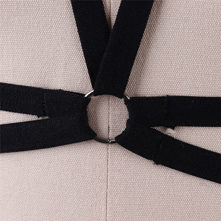3 PCS Hollow Shoulder Strap Bra Five-Pointed Star Strap Underwear, Size: Free Size Adjustable(Black)