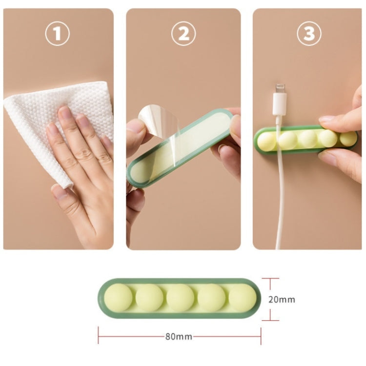 3 PCS Charger Data Cable Desktop Fixer Wire Organizer Wall Bedside Fixing Clamp(Green)