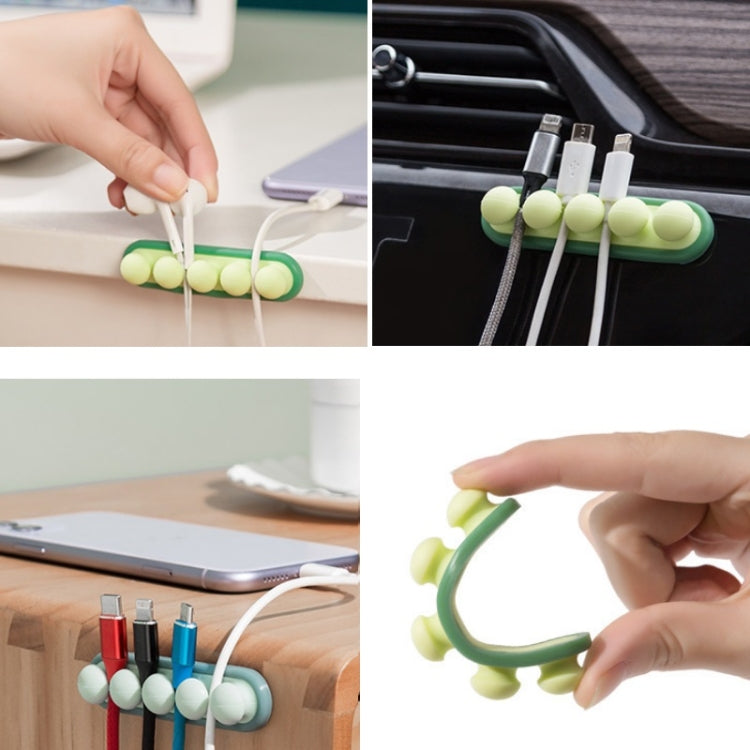 3 PCS Charger Data Cable Desktop Fixer Wire Organizer Wall Bedside Fixing Clamp(Green)
