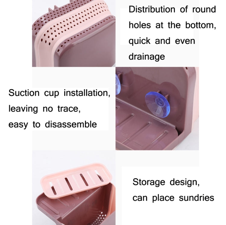 2 PCS Kitchen Fruit Vegetable Drain Basket Foldable Storage Sink Food Residue Filter Sponge Rack(Pink)