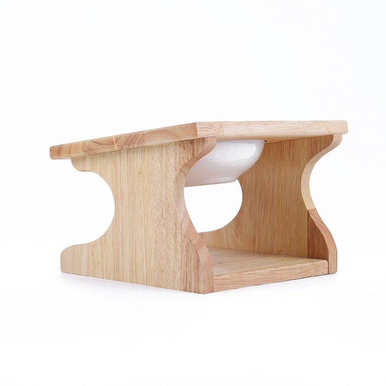 Oak Cat Bowl Rack Inclined Anti-Choking Ceramic Cat Bowl(Single Bowl)
