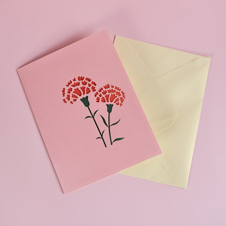 2 PCS 3D Blessing Card Handmade Paper Carnation Three-Dimensional Greeting Card