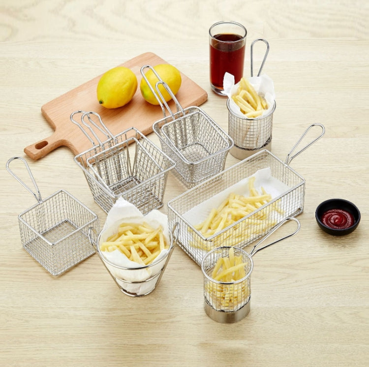 J13448S Stainless Steel Mini Fries Basket Restaurant Snack Bread Plate