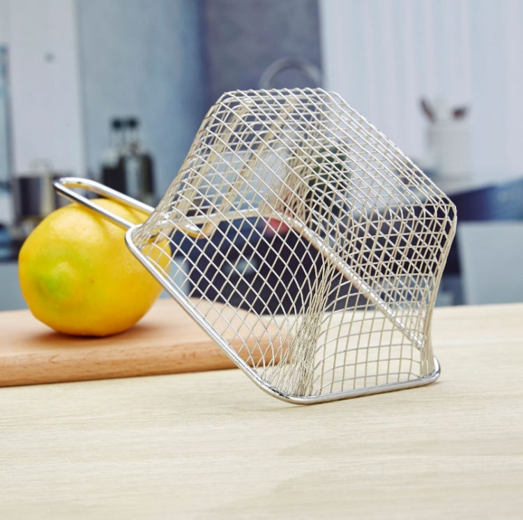 J13448S Stainless Steel Mini Fries Basket Restaurant Snack Bread Plate