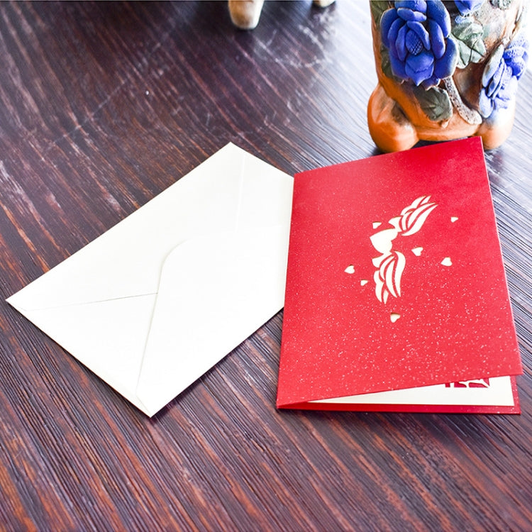 2 PCS 3D Three-Dimensional Greeting Card Valentine'S Day Love Blessing Handmade Card