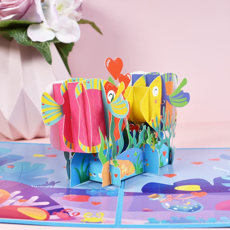 3 PCS 3D Stereo Greeting Cards Valentine'S Day Wedding Anniversary Kissing Fish Card