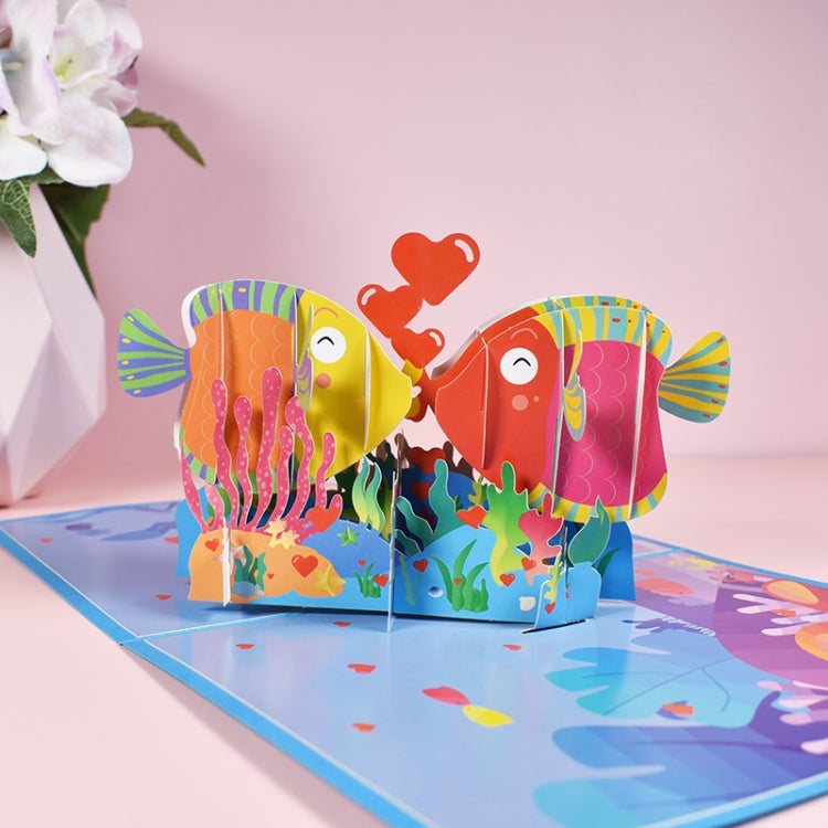 3 PCS 3D Stereo Greeting Cards Valentine'S Day Wedding Anniversary Kissing Fish Card