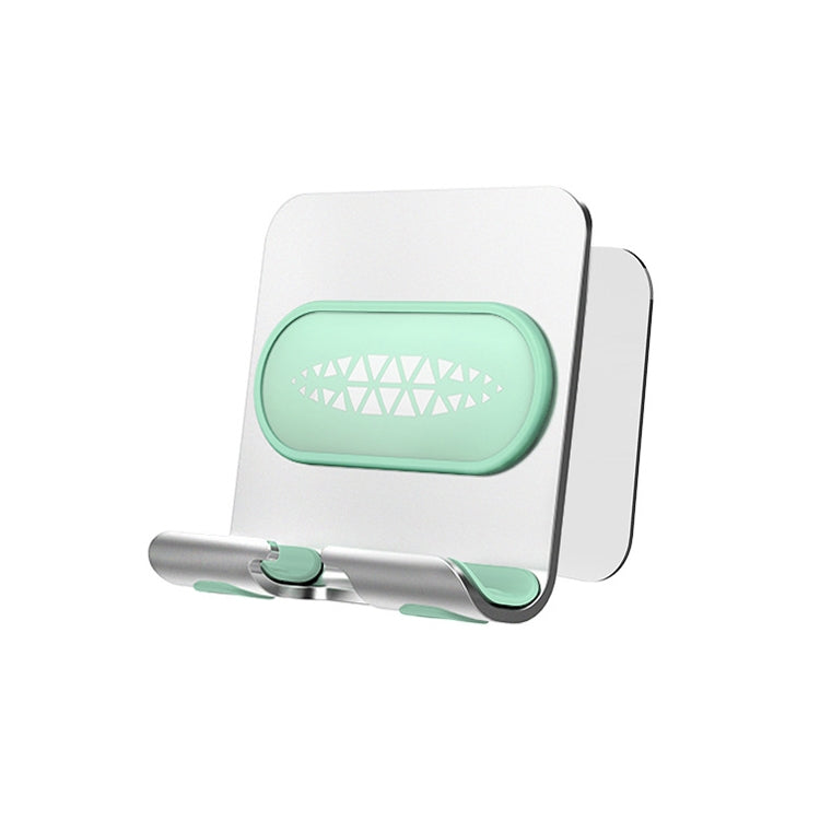 2 PCS Wall-Mounted Mobile Phone Holder Creative Sticking Multifunctional Storage Rack, Colour: Metal Silver+Green B10