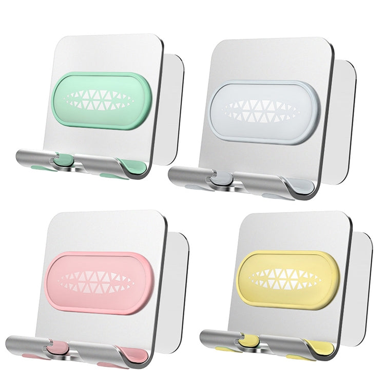 2 PCS Wall-Mounted Mobile Phone Holder Creative Sticking Multifunctional Storage Rack, Colour: Metal Silver+Green B10