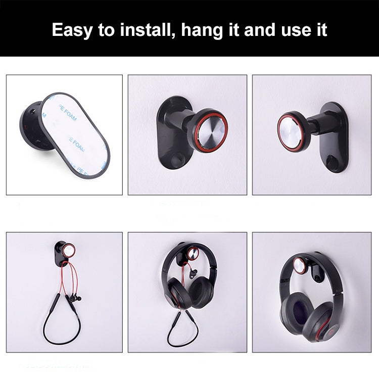 2 PCS Universal Headphone Hanger Computer Desk Hook Bedside Headset Paste Hanger