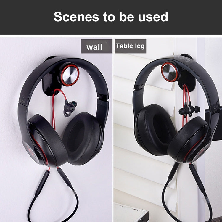 2 PCS Universal Headphone Hanger Computer Desk Hook Bedside Headset Paste Hanger