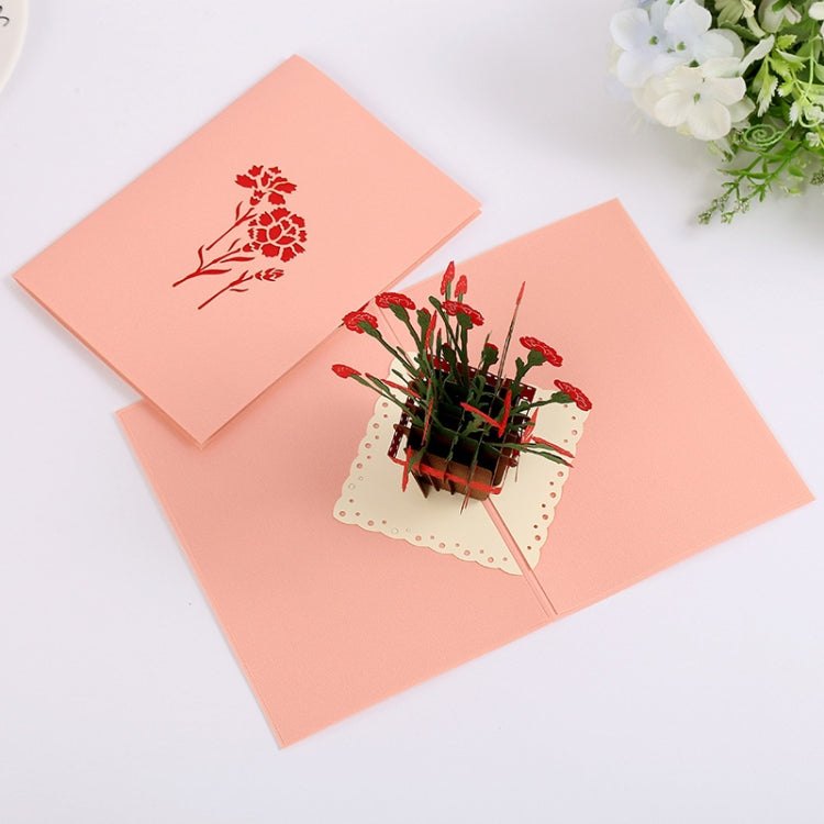 Teacher Day Greeting Card Carnation Flower Basket Stereo Greeting Card