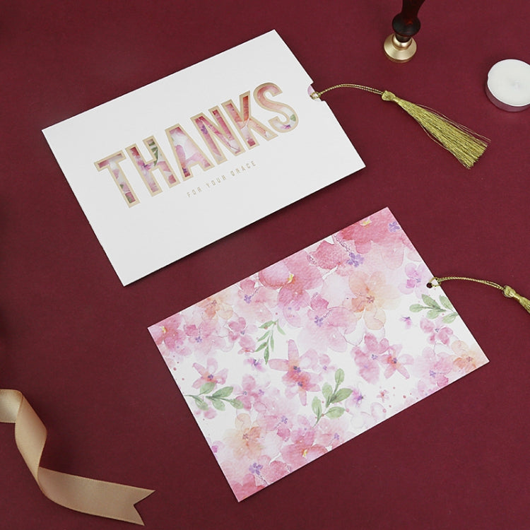 10 PCS Holiday Blessing Thank You Greeting Card Watercolor Flowers Text Card