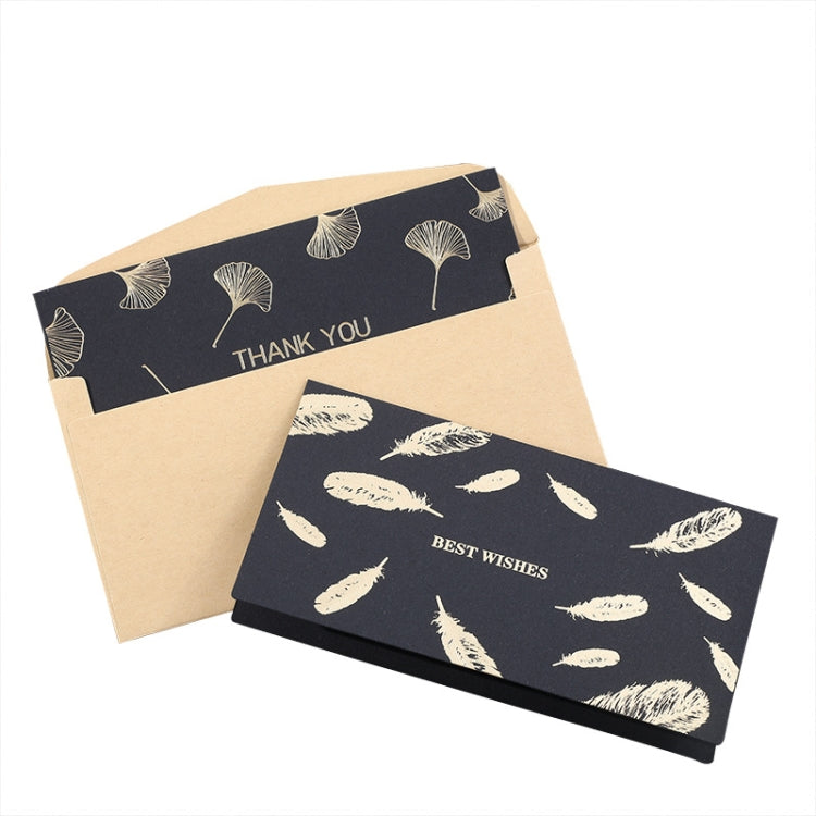 12 PCS Black Bronzing Greeting Card Holiday High-End Golden Blessing Greeting Card With Envelope