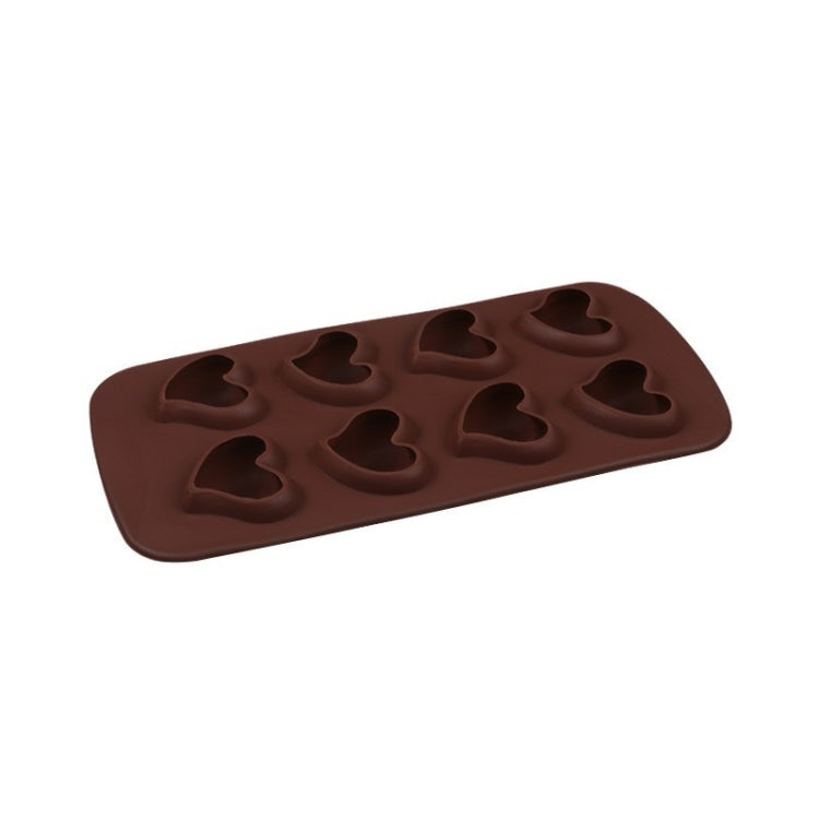 2 PCS Creative Silicone Ice Tray Mold 8 Continuous Mould Home-Made DIY Ice Tray Box, Style: Heart-shaped  (Brown)