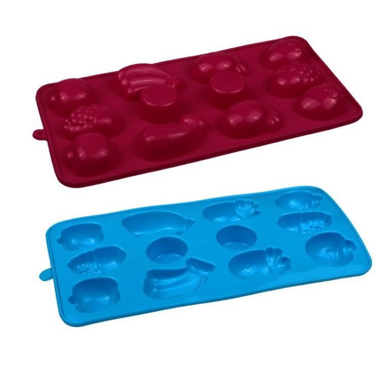2 PCS Creative Silicone Ice Tray Mold 8 Continuous Mould Home-Made DIY Ice Tray Box, Style: Fruit  (Vermillion)