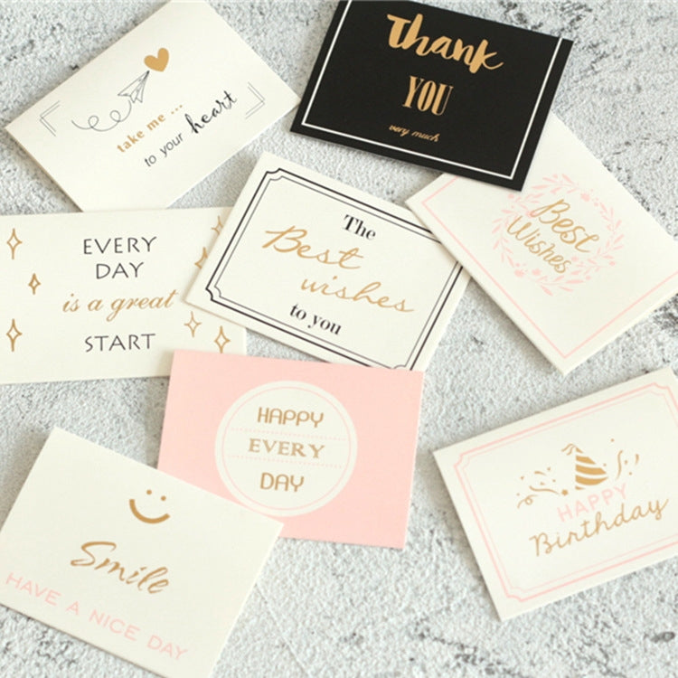 25 PCS Bronzing Birthday Thank You Card Flowers Message Greeting Card