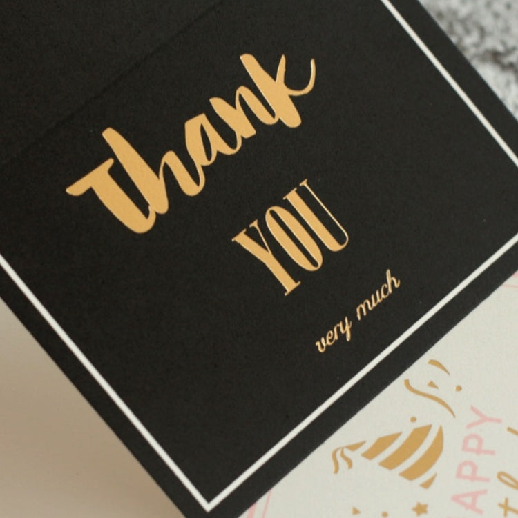 25 PCS Bronzing Birthday Thank You Card Flowers Message Greeting Card