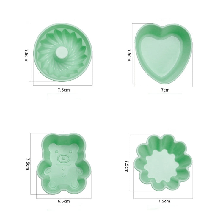 10 PCS Creative DIY Silicone Cake Cup Muffin Cup Baking Mold,Style: Heart-shaped (Macron Green)