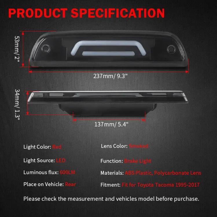 For Toyota Tacoma High-Mounted Brake Light Modification Parts - 237mm