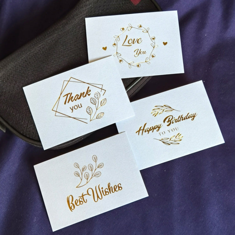 100 PCS Wedding Blessing Card Thank You Message Gift Decoration Card Bronzing Flower Greeting Card Happy Birthday ï¼ˆWhiteï¼‰