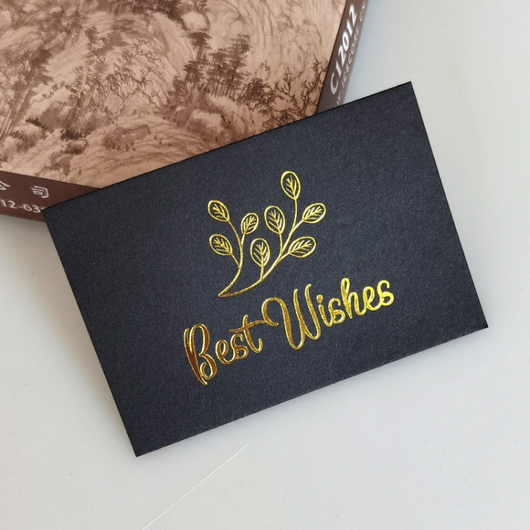 100 PCS Wedding Blessing Card Thank You Message Gift Decoration Card Bronzing Flower Greeting Card Blessing ï¼ˆBlackï¼‰
