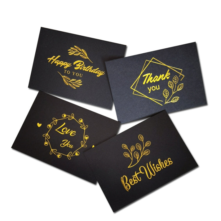 100 PCS Wedding Blessing Card Thank You Message Gift Decoration Card Bronzing Flower Greeting Card Blessing ï¼ˆBlackï¼‰