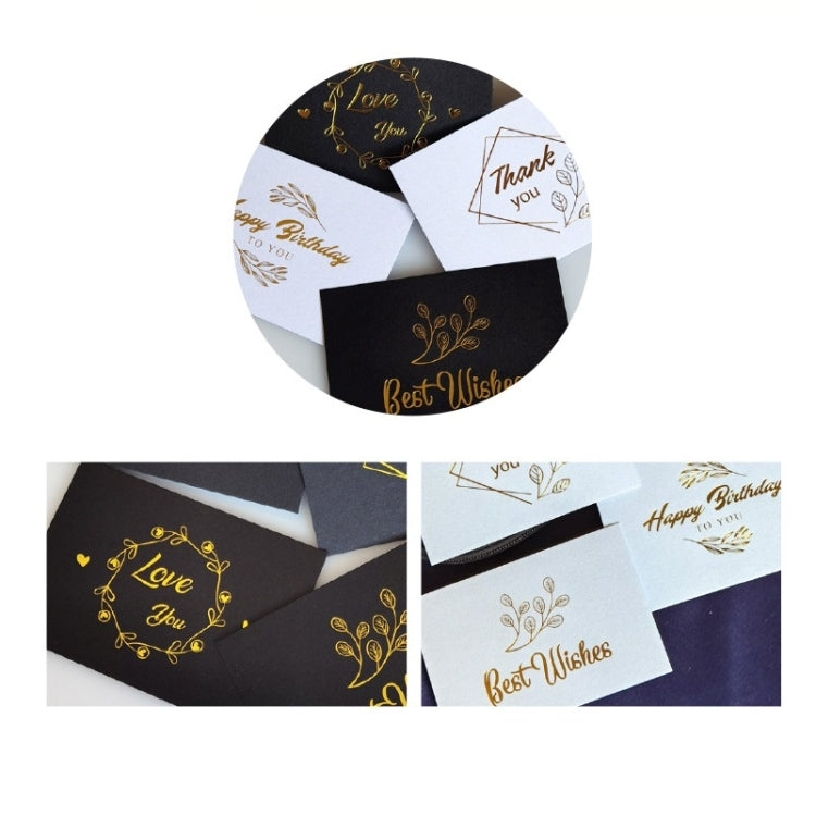 100 PCS Wedding Blessing Card Thank You Message Gift Decoration Card Bronzing Flower Greeting Card Blessing ï¼ˆBlackï¼‰