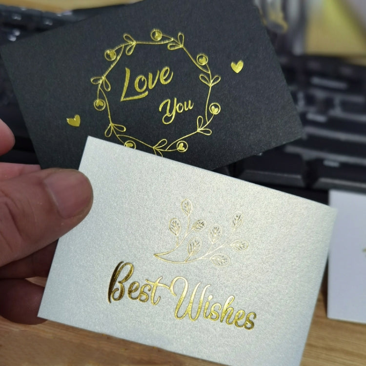 100 PCS Wedding Blessing Card Thank You Message Gift Decoration Card Bronzing Flower Greeting Card Blessing ï¼ˆBlackï¼‰