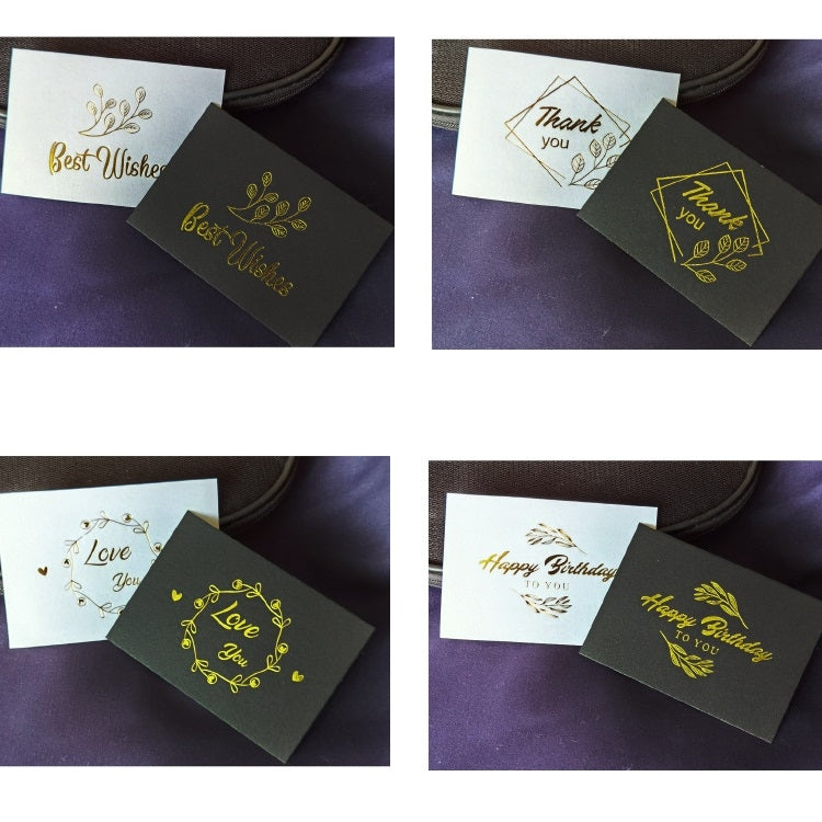 100 PCS Wedding Blessing Card Thank You Message Gift Decoration Card Bronzing Flower Greeting Card Blessing ï¼ˆBlackï¼‰