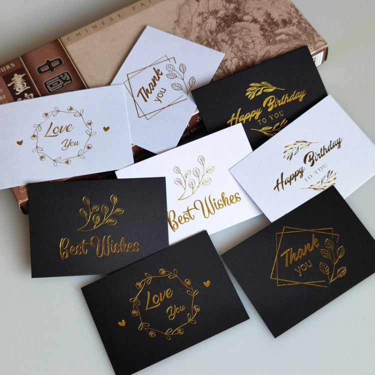 100 PCS Wedding Blessing Card Thank You Message Gift Decoration Card Bronzing Flower Greeting Card Blessing ï¼ˆBlackï¼‰