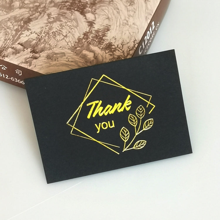 100 PCS Wedding Blessing Card Thank You Message Gift Decoration Card Bronzing Flower Greeting Card Thank You ï¼ˆBlackï¼‰