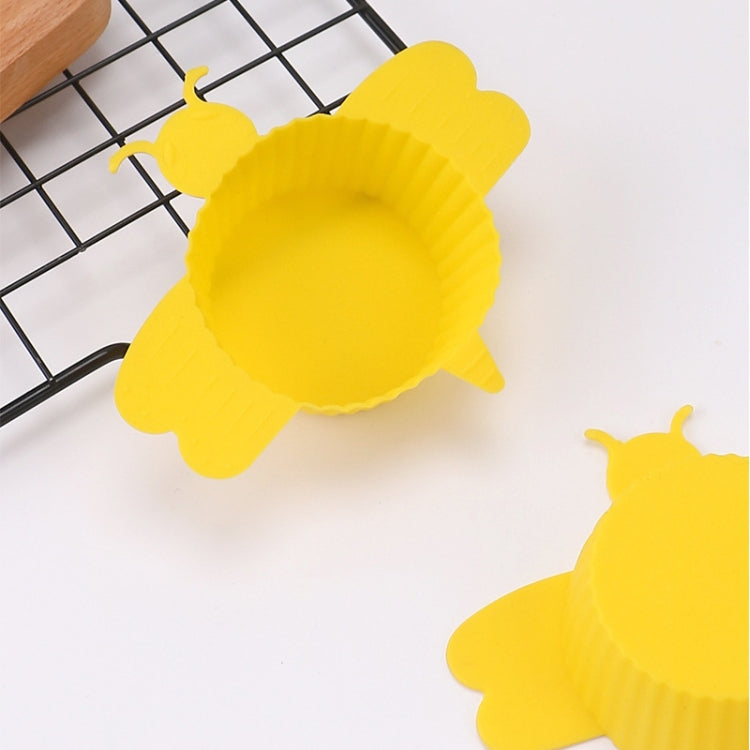 10 PCS Bee Shape Round Cake Mold Silicone Muffin Cup Baking Egg Tart Mold