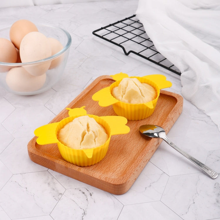 10 PCS Bee Shape Round Cake Mold Silicone Muffin Cup Baking Egg Tart Mold