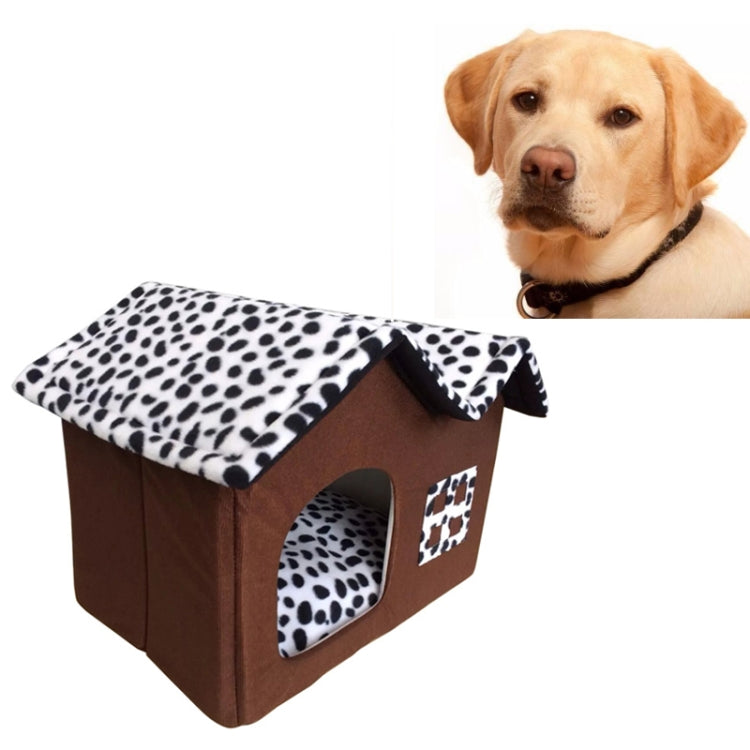 Spot Double Roof House Removable Pet Cushion Villa, Specification: 50x38x35cm(Brown)