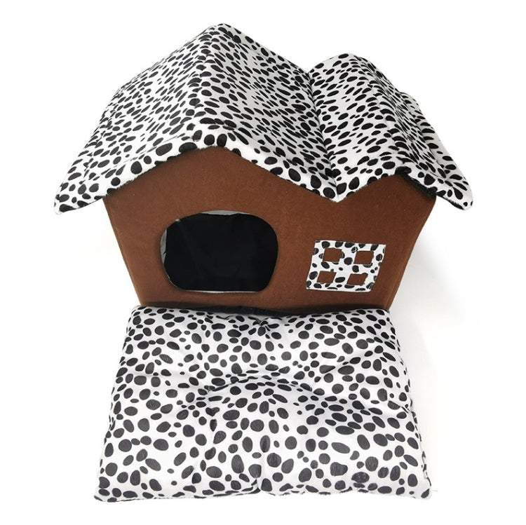 Spot Double Roof House Removable Pet Cushion Villa, Specification: 50x38x35cm(Brown)