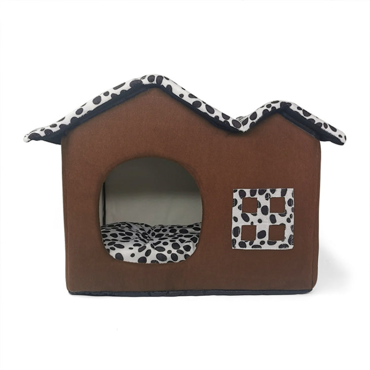 Spot Double Roof House Removable Pet Cushion Villa, Specification: 50x38x35cm(Brown)