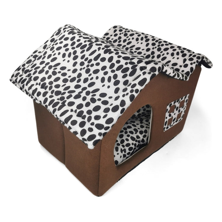 Spot Double Roof House Removable Pet Cushion Villa, Specification: 50x38x35cm(Brown)