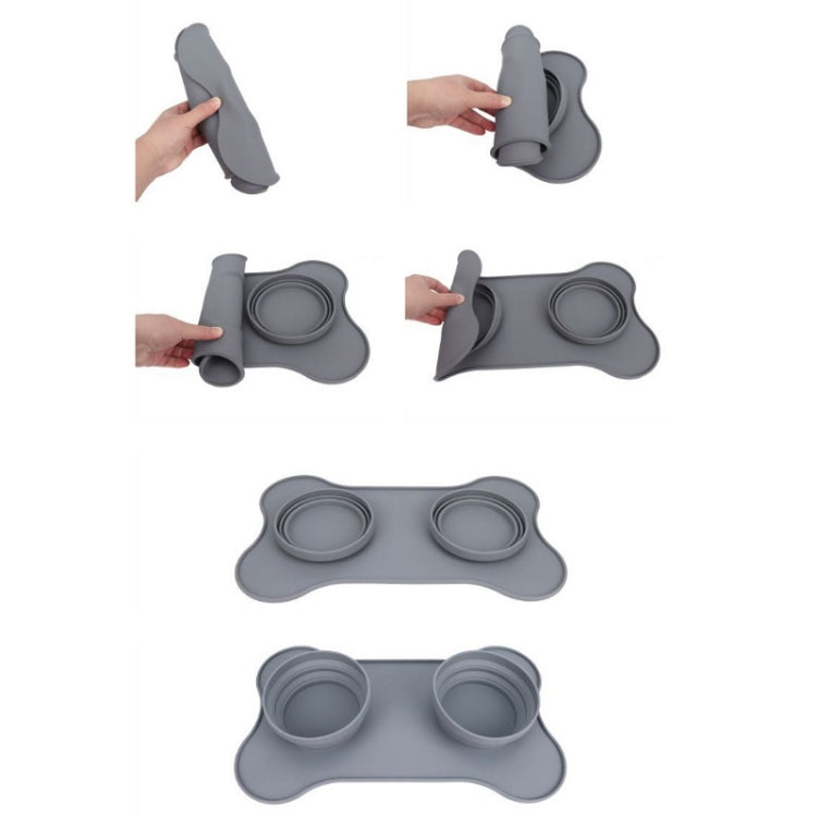 Pet Silicone Folding Bowl Mat Non-Slip & Bite Resistant Portable Feeding Bowl