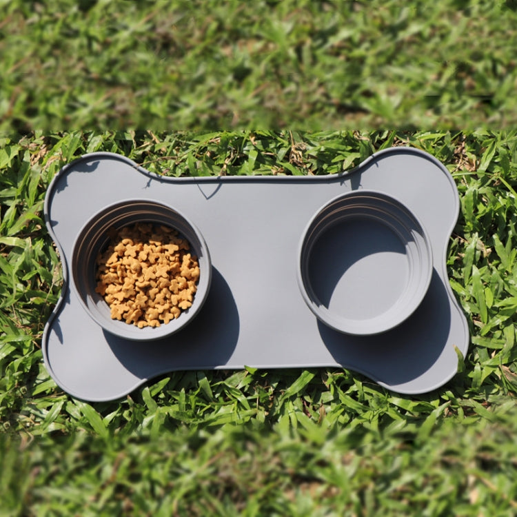 Pet Silicone Folding Bowl Mat Non-Slip & Bite Resistant Portable Feeding Bowl