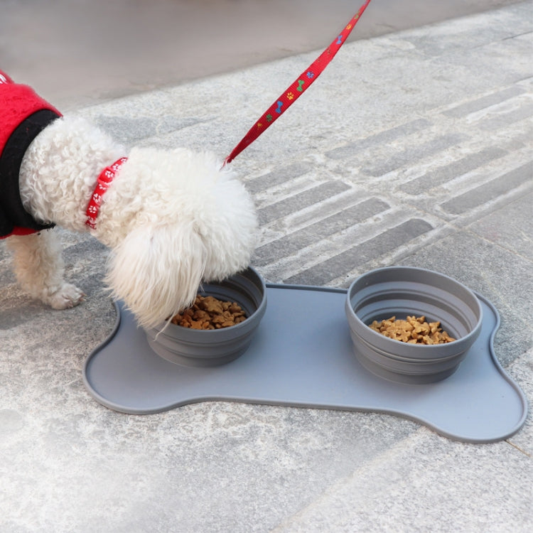 Pet Silicone Folding Bowl Mat Non-Slip & Bite Resistant Portable Feeding Bowl
